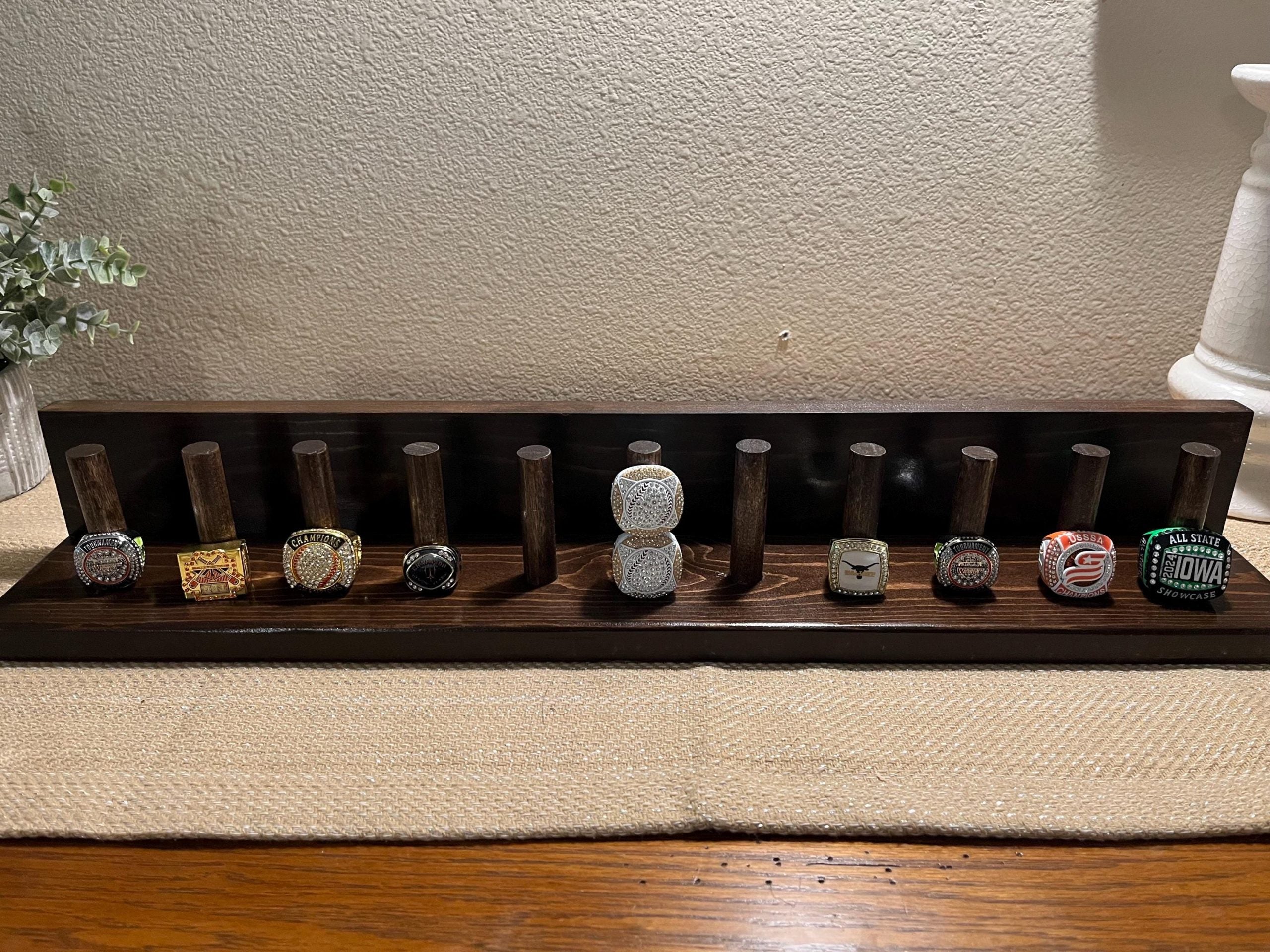Personalized Sports-Themed Wooden Ring Holder Display